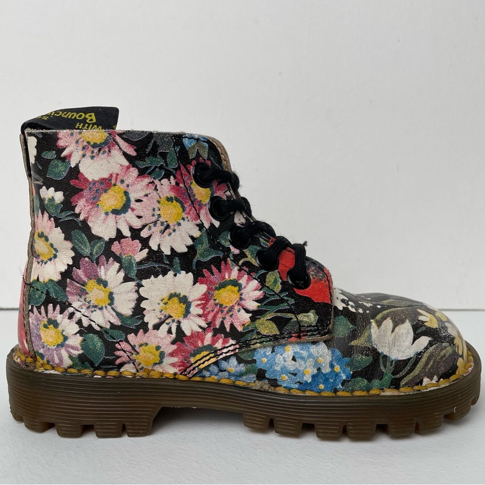 Vintage Dr. Martens England MIE Floral Print Leather Boots Toddler - Picture 2 of 14